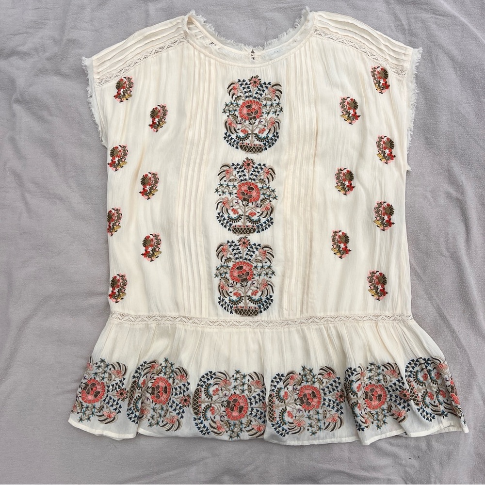 Sundance Ivory Blouse with Vibrant Embroidery